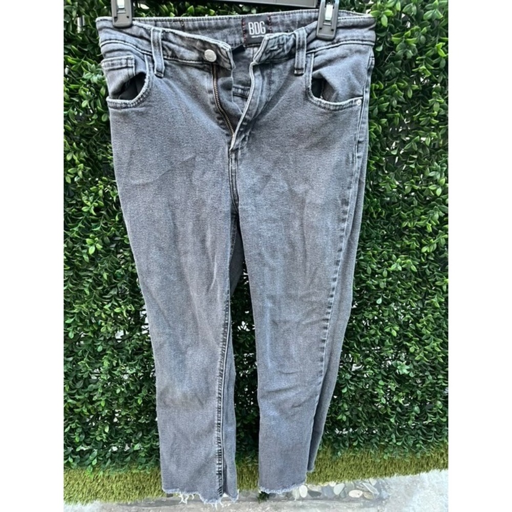 BDG Urban Outfitters Grey Kick Flare High Rise Cropped Jeans Size 27 Raw Hem - Picture 3 of 7